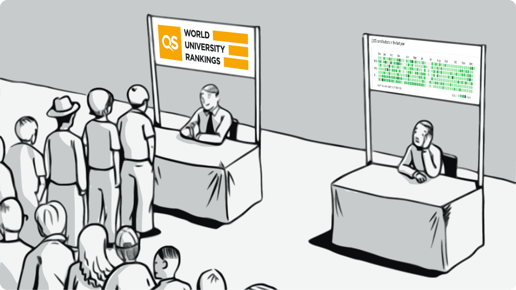 Illustration of developers with GitRoll flag